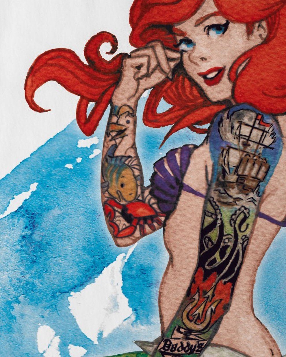 style3 T-Shirt Arielle Tattoo meerjungfrau tätowiert günstig online kaufen