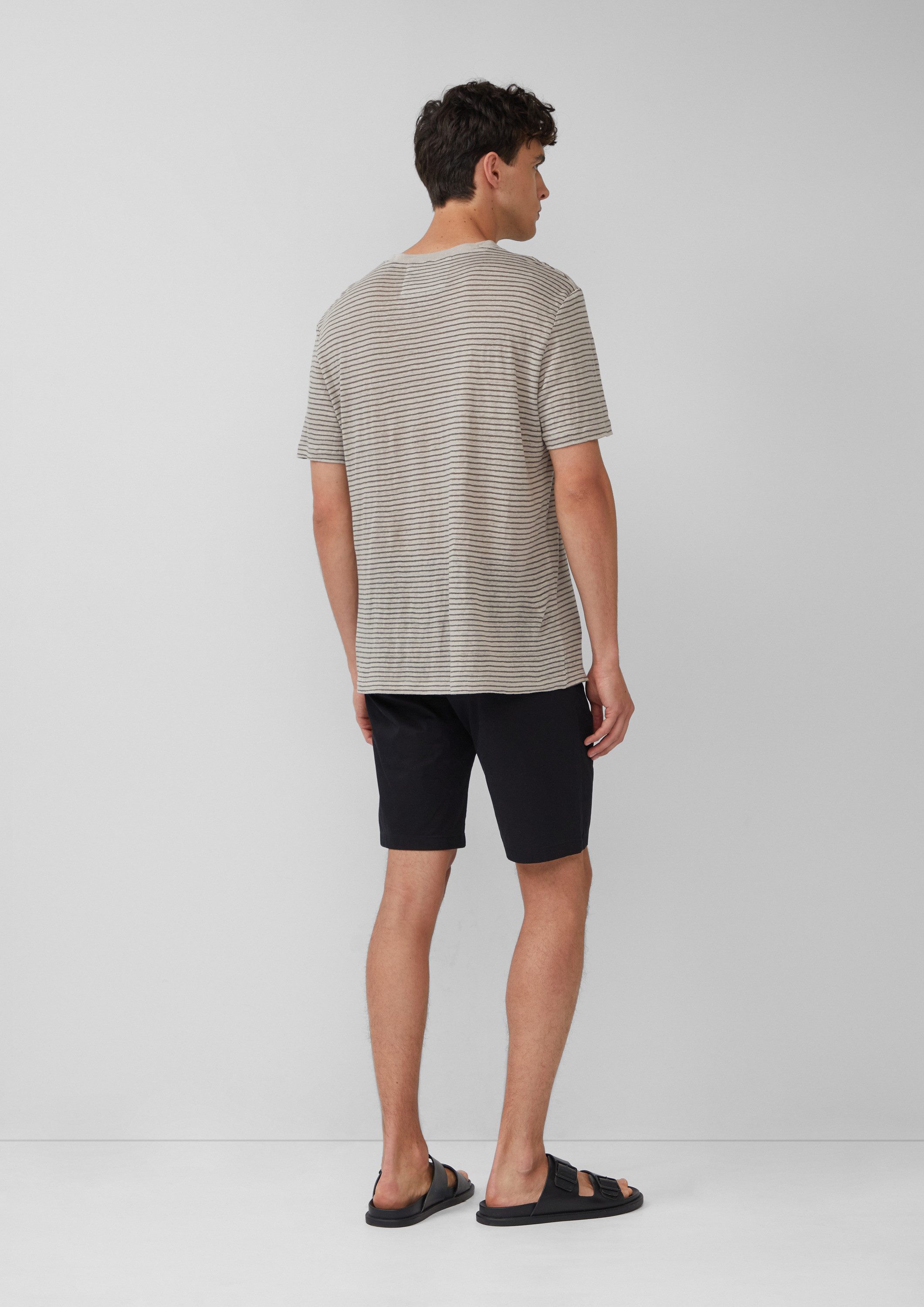 s.Oliver Kurzarmshirt T-Shirt Gestreiftes Flammgarn-Shirt aus Leinen