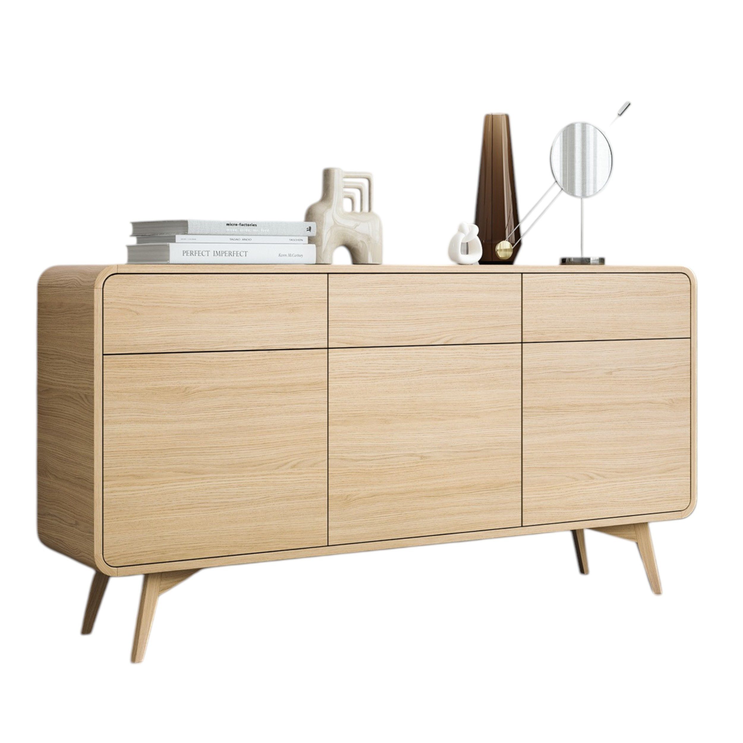Compleo Kommode im Japandi Stil, Sideboard mit 3 Schubladen GRACIEL