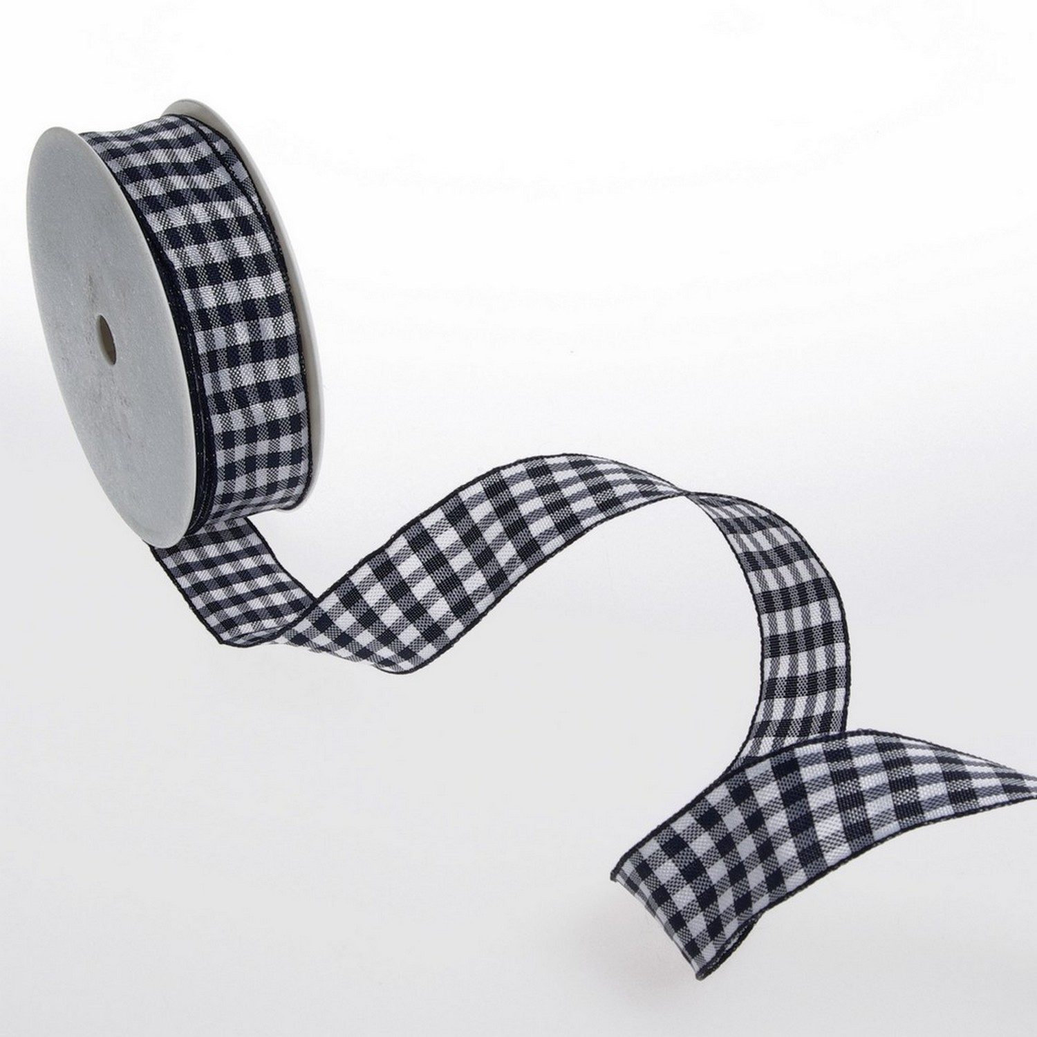 Deko AS Dekoband Karoband mit Drahtkante - dunkelblau - 25 mm auf 25 m Rolle - 64098 2