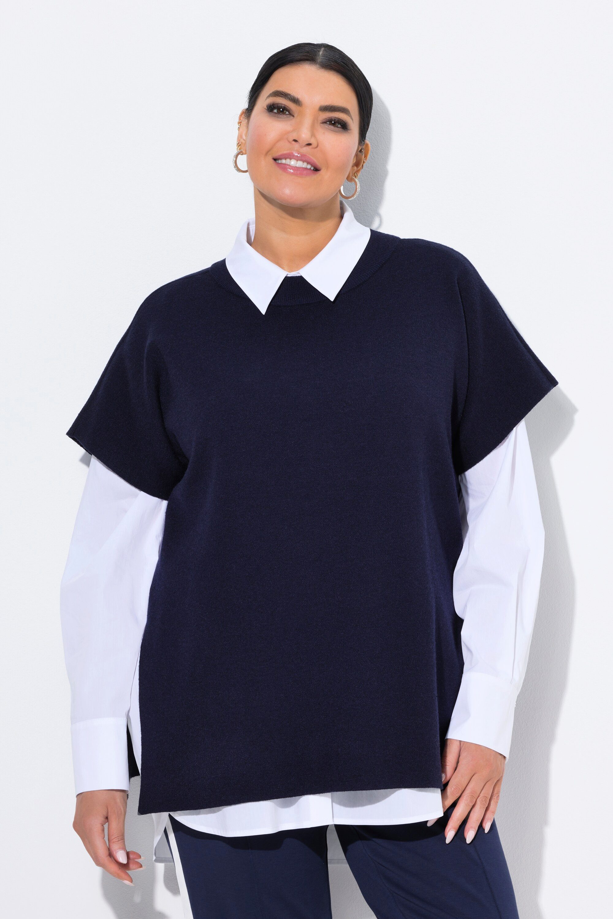 Ulla Popken Pullunder Pullunder Oversized Stehkragen günstig online kaufen