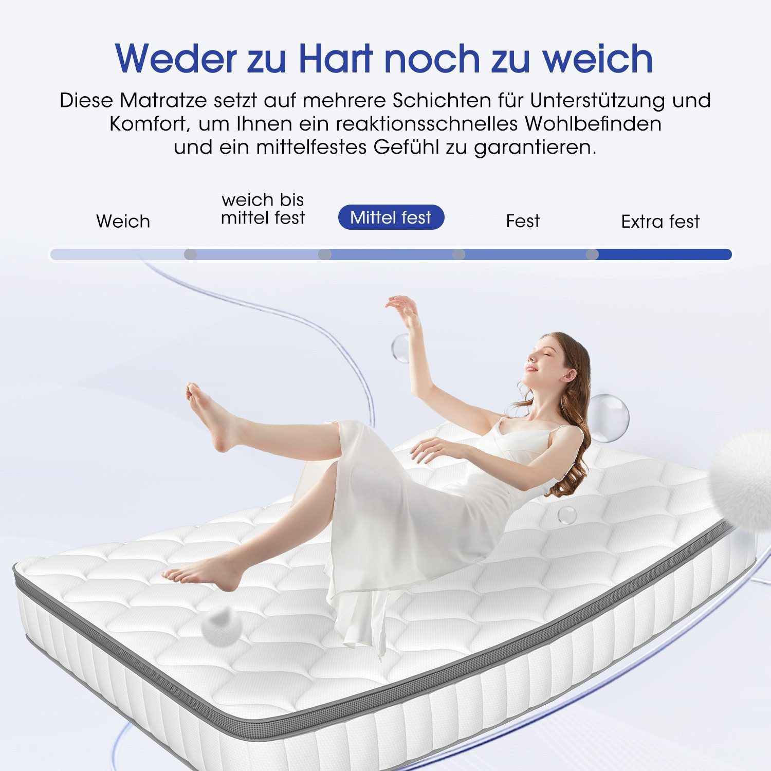 Taschenfederkernmatratze Matratze, 7-Zonen Federkernmatratze Matratzen, Hiazurm, 25 cm hoch, (Orthopädisch,INTEGRIERTER TOPPER, mit Spannbettlaken,EU-Qualitätsz – Bild 5 von 5