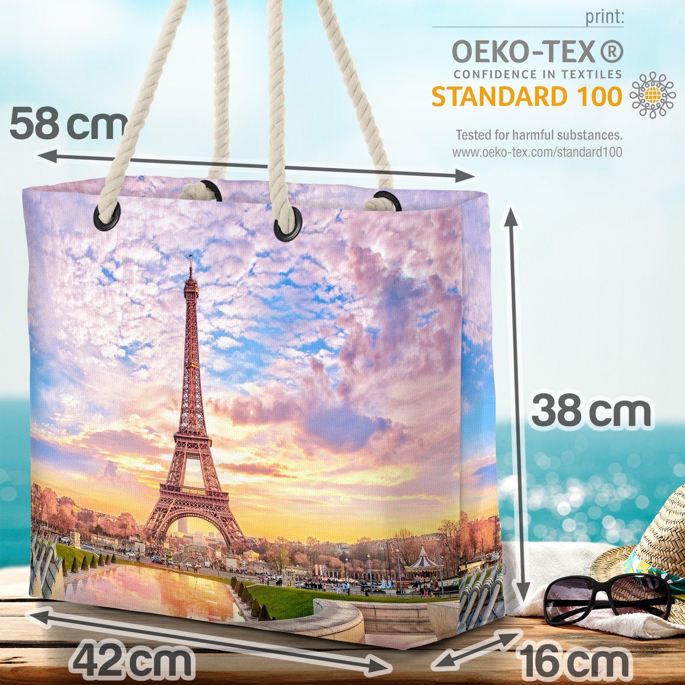 Sonne Himmel Paris Urlaub Strandtasche Frankreich Landschaft VOID (1-tlg), Stadt Eifelturm Liebe