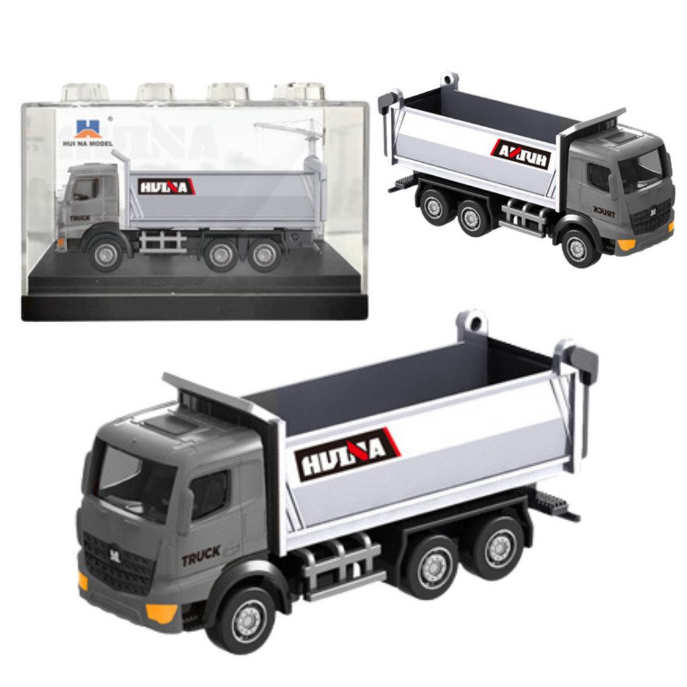 HUINA Modellauto Sammlermodell Kipplaster Baufahrzeug, Maßstab 1:80, (Spar-Set, 1-tlg., 7,5 x 3,5 x 2,5 cm Metall), Metall, Maßstab 1:80, Sammlerbox, detailgetreu