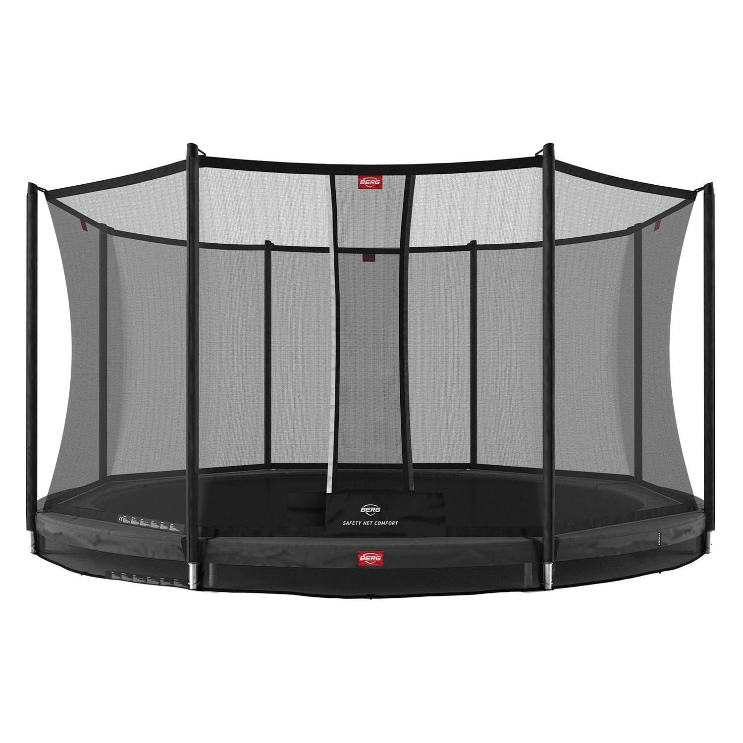 Berg Bodentrampolin InGround rund 430 cm grau mit Sicherheitsnetz Comfort Favorit