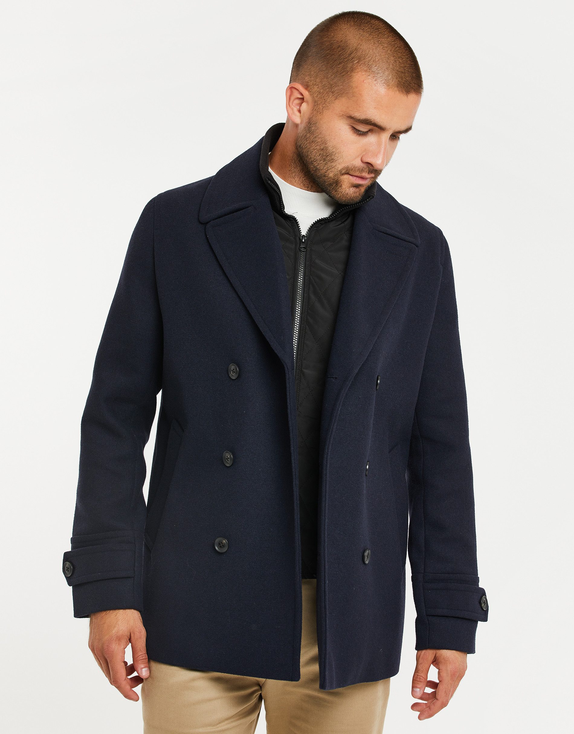 Threadbare Wollmantel (1-tlg) mit Reverskragen
