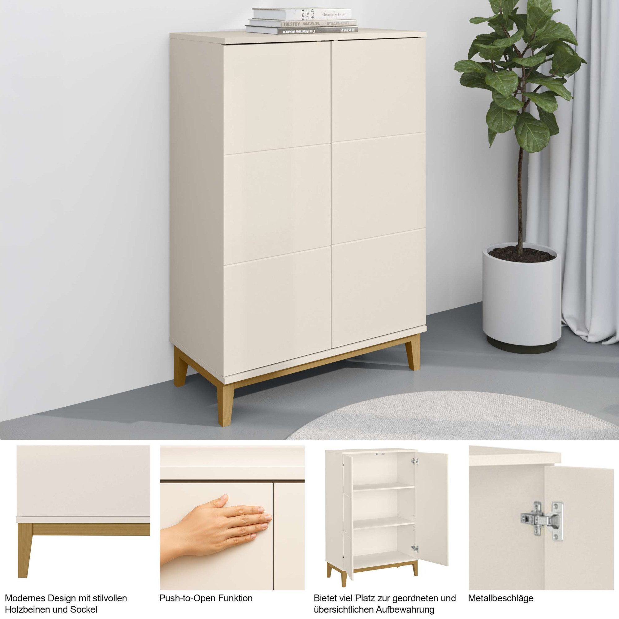 OTTO home Highboard Maryd (1 St), Hochkommode mit Untergestell in Holzoptik