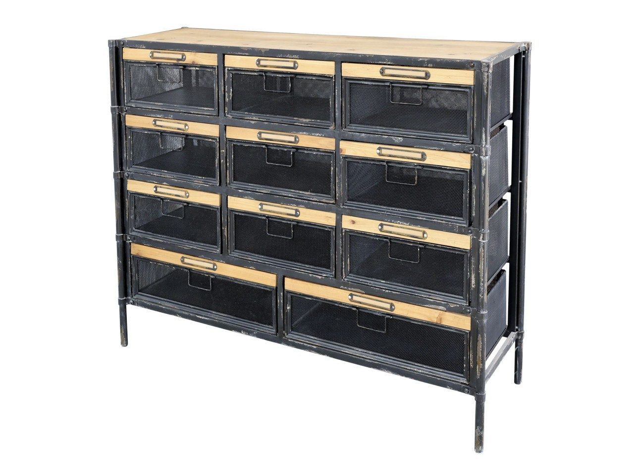Kommode Industrial Factory Kommode Clément mit 11 Schüben und Gitterfront