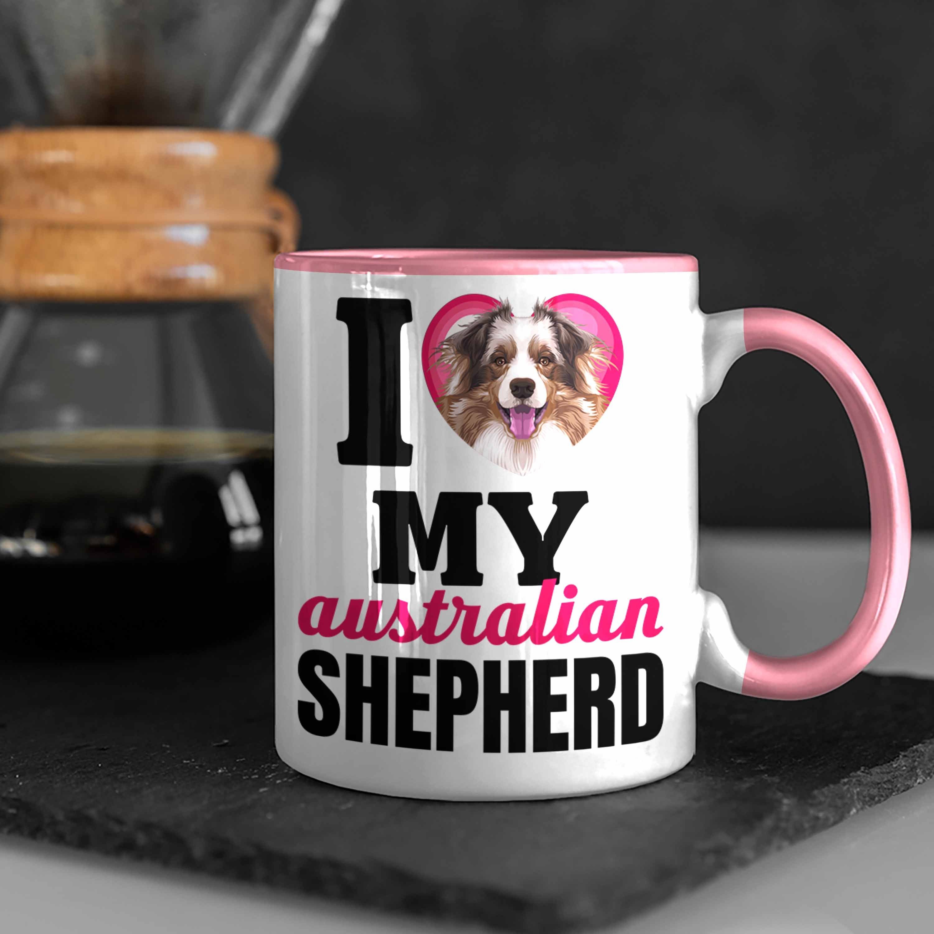 Lustiger Shepherd Tasse Australian Besitzerin Rosa Geschenk Spruch Geschenk Tasse Trendation