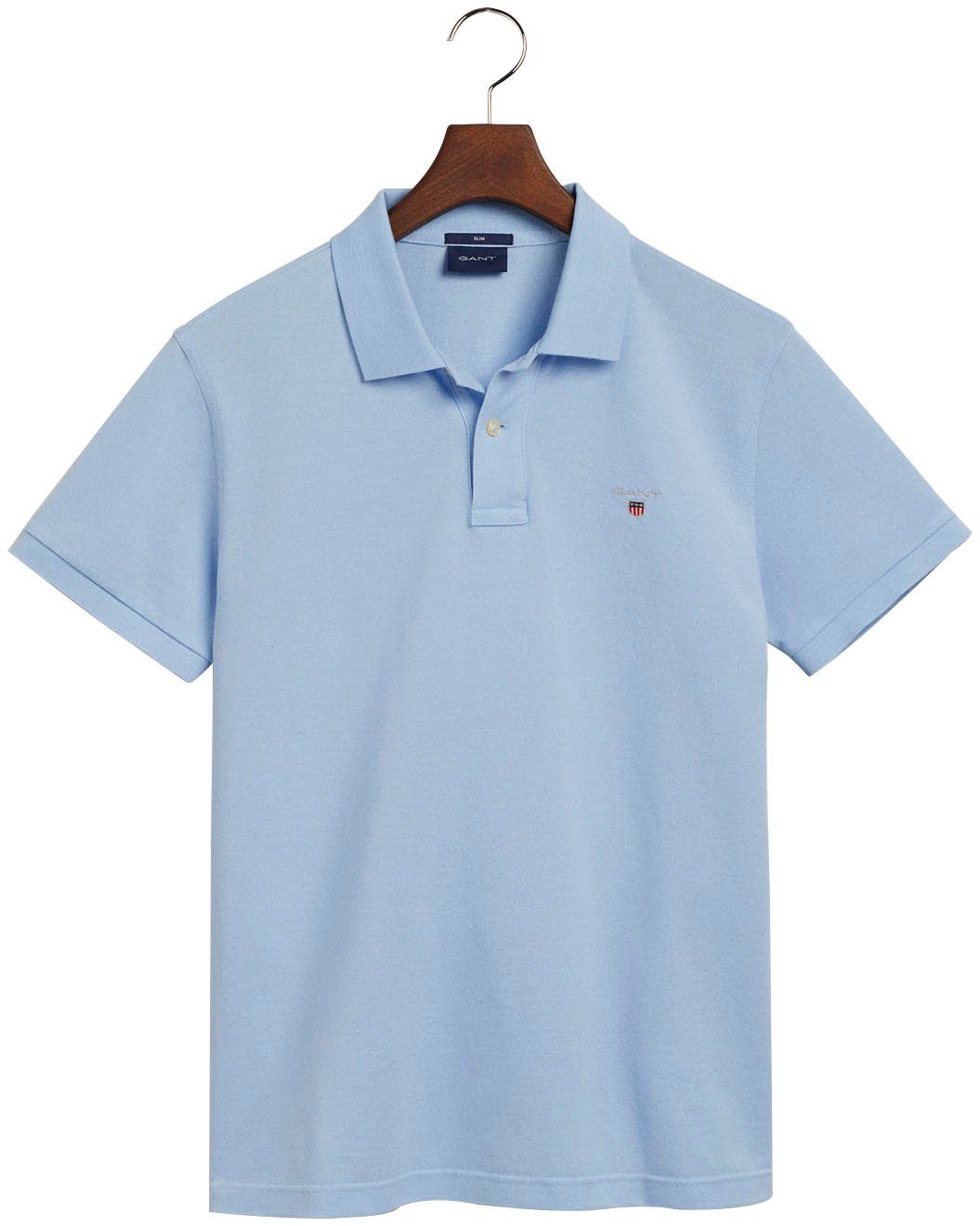 Knopfleiste capri Poloshirt SLIM blue SHORT ORIGINAL mit PIQUE RUGGER am Gant Ausschnitt