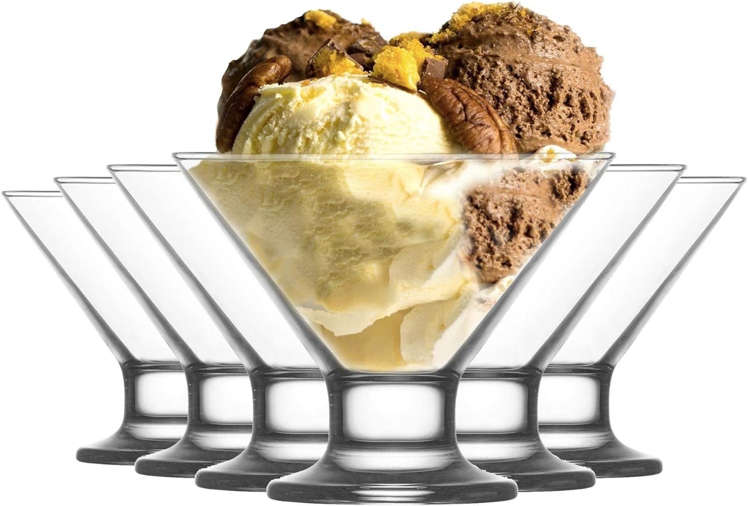 LAV Eisschale LAV Crema Eis- und Dessertbecher 165 ml (5 1/2 oz), Glas, (Packung, 6-tlg), 6er Set, 165ml, ideal für Eiscreme, Pudding, Desserts