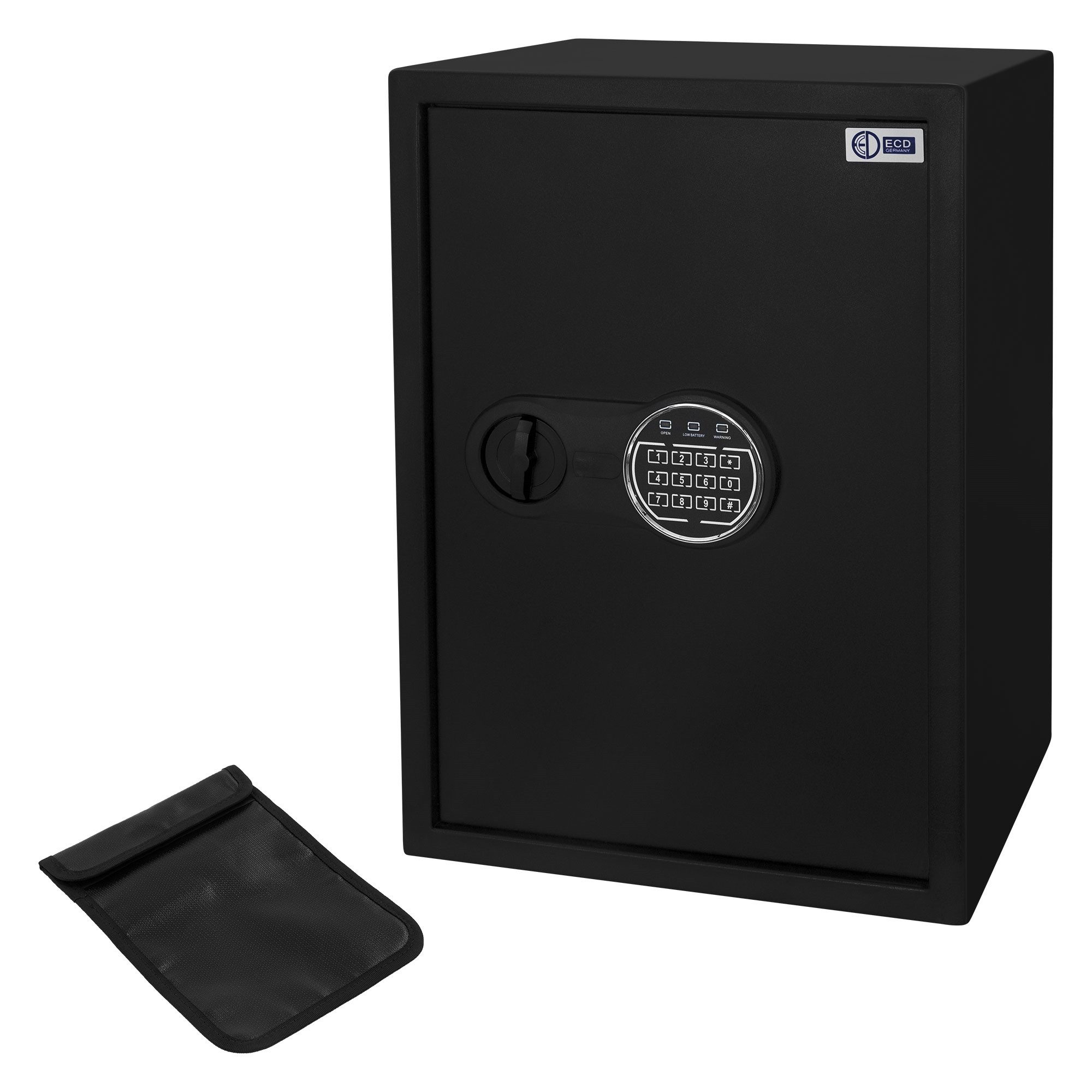 ECD Germany Tresor Elektronischer Safe, Wandtresor mit PIN-Code, Schlüssel & Sensorlicht, Zimmersafe 43L mit Digitaler Tastatur, Möbeltresor