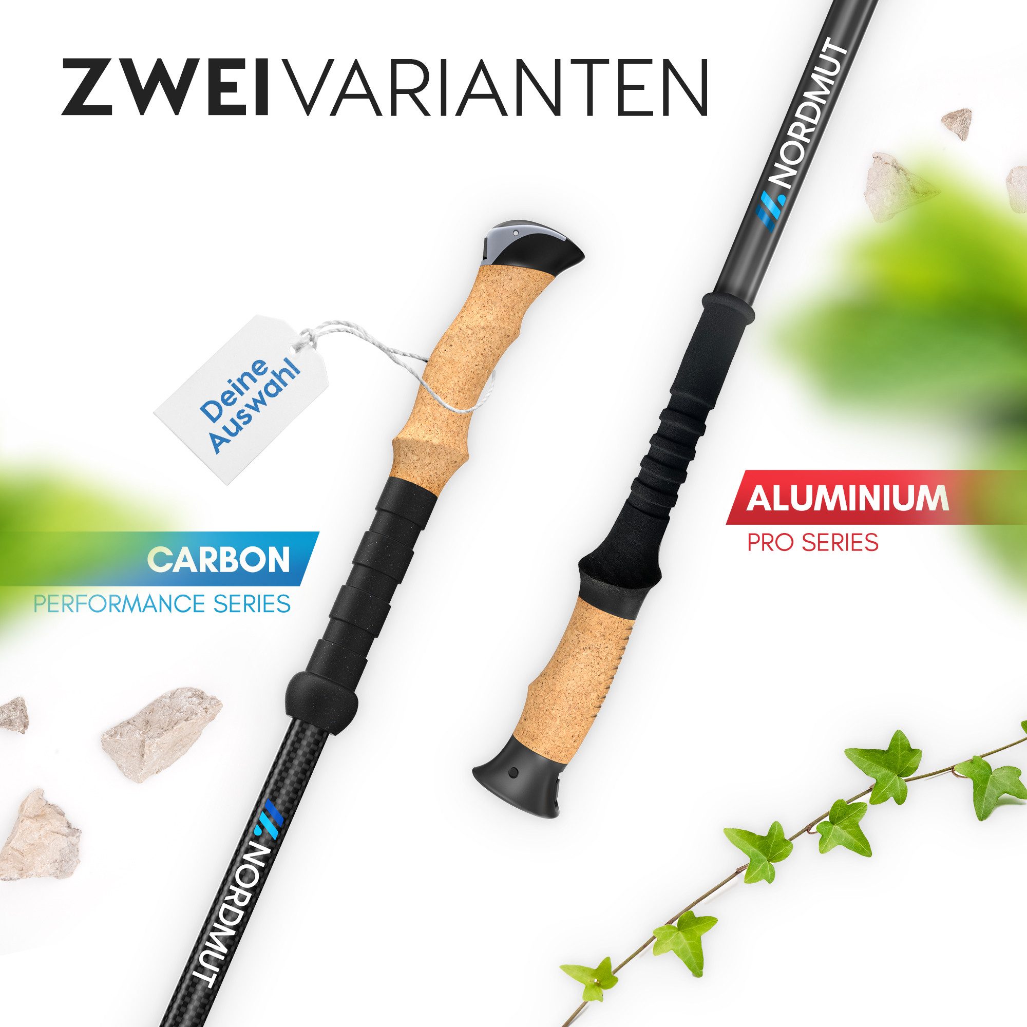 Nordmut Wanderstöcke NORDMUT® Wanderstöcke Teleskop – Nordic Walking Stöcke, ultraleicht, höhenverstellbar, ergonomisch