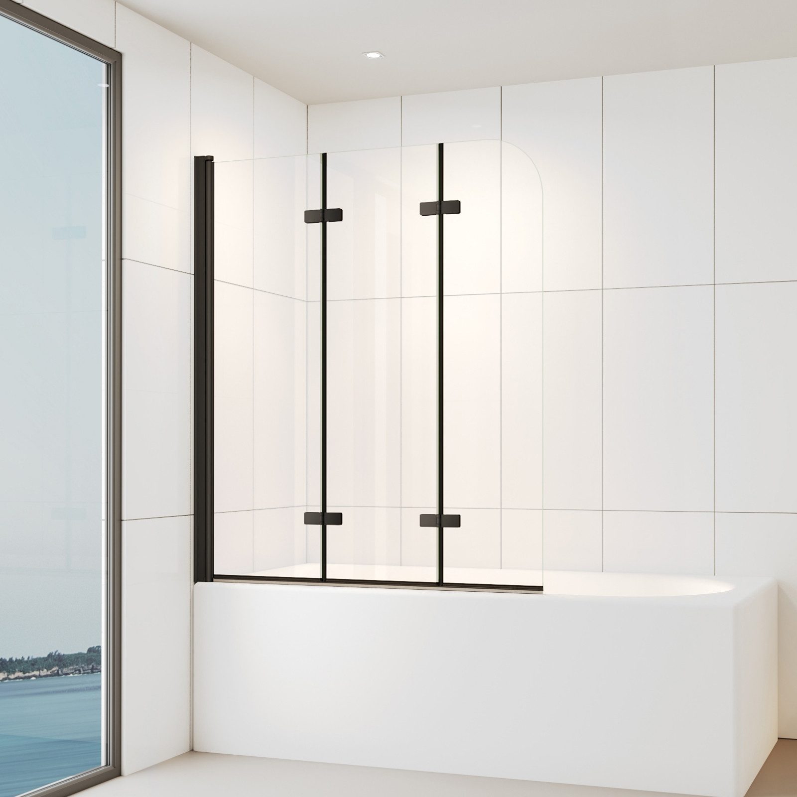 IMPTS Badewannenaufsatz Duschwand für Badewanne Duschabtrennung 2 TLG 3TLG Chrome Schwarz, Nano Sicherherisglas, (Set, 3 tlg), Duschtrennwand Badewanne Schwarz 3 teilig Klarglas