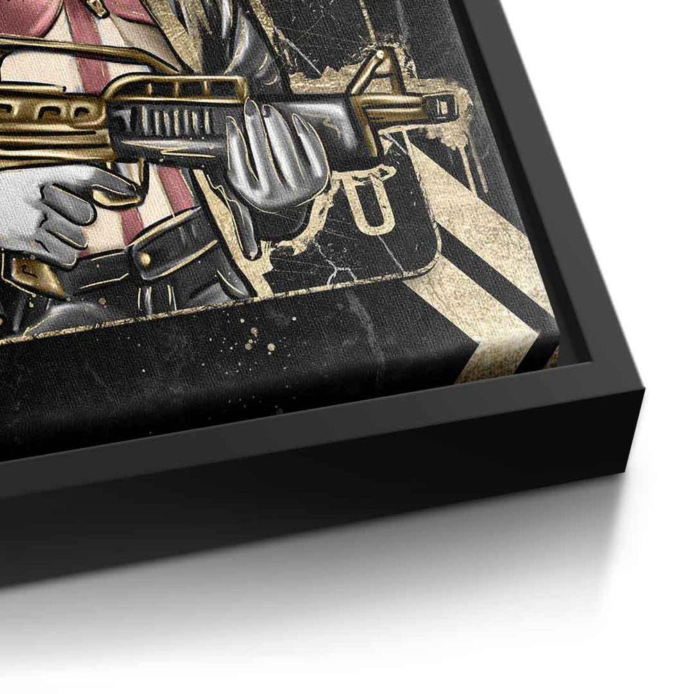 QUEEN goldener Premium DOTCOMCANVAS® GANGSTER schwarz Leinwandbild, - Wandbild gold Rahmen
