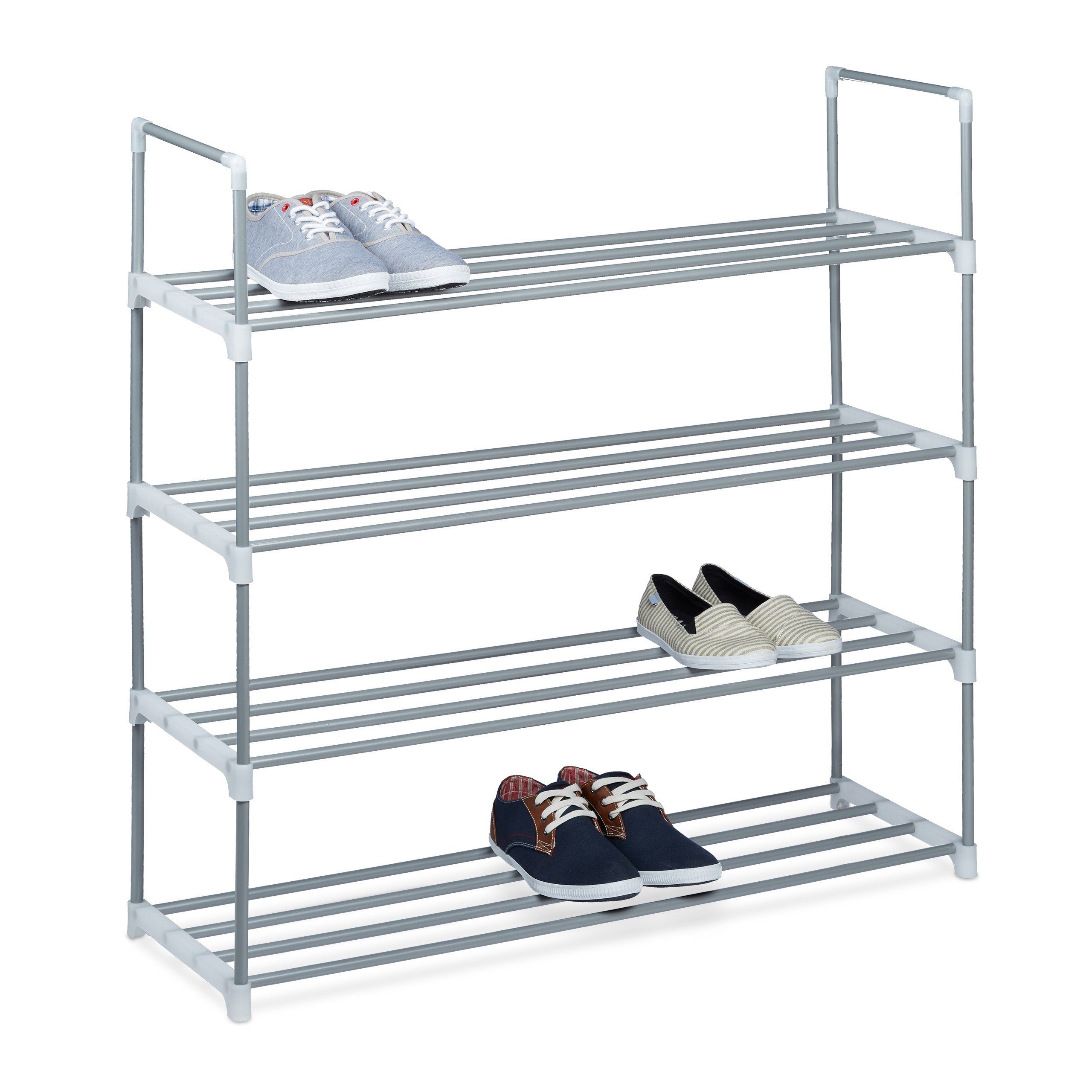 relaxdays Schuhregal Metall silb, 4 günstig online kaufen