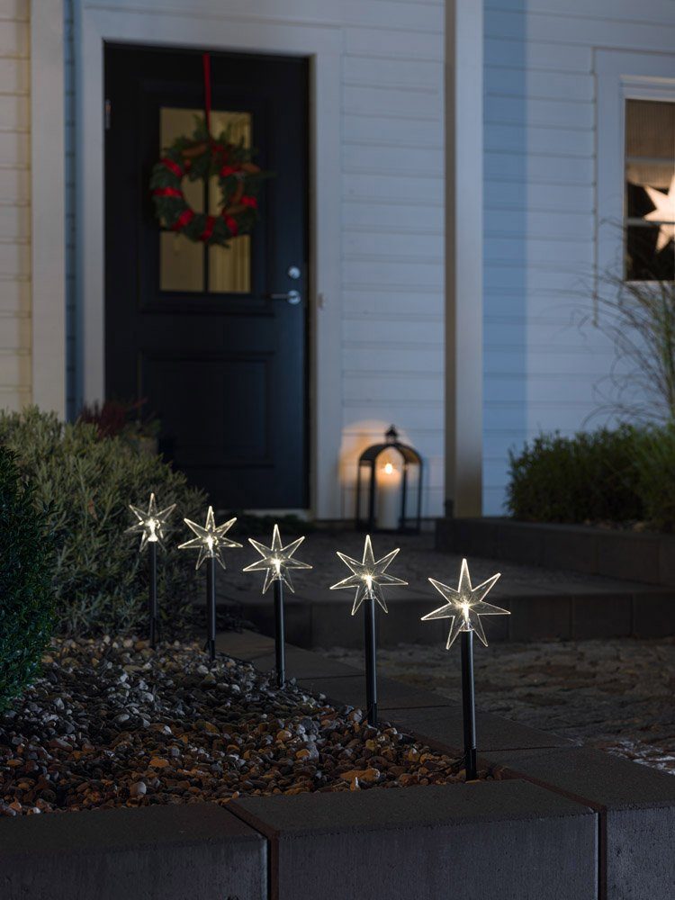 LED fest aussen, integriert, 5 Gartenleuchte mit Sternen, Warmweiß Spiessleuchte Weihnachtsdeko LED KONSTSMIDE