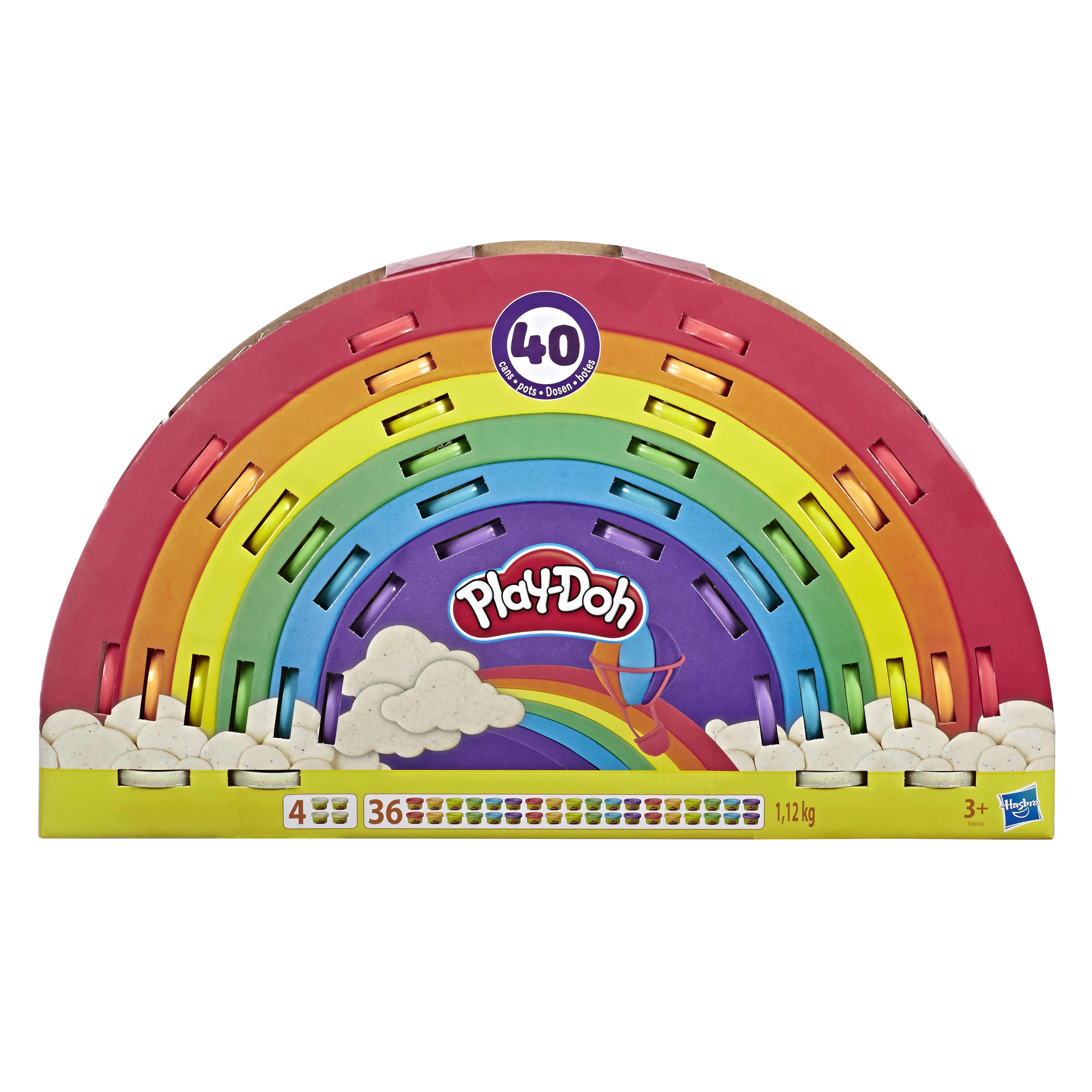 Play-Doh Play-Doh Play-Doh Kinderknete Set Rainbow, 40 Dosen Play-Doh + Knetwerkzeug (43-tlg), mit Glitzerknete und Knetwerkzeug