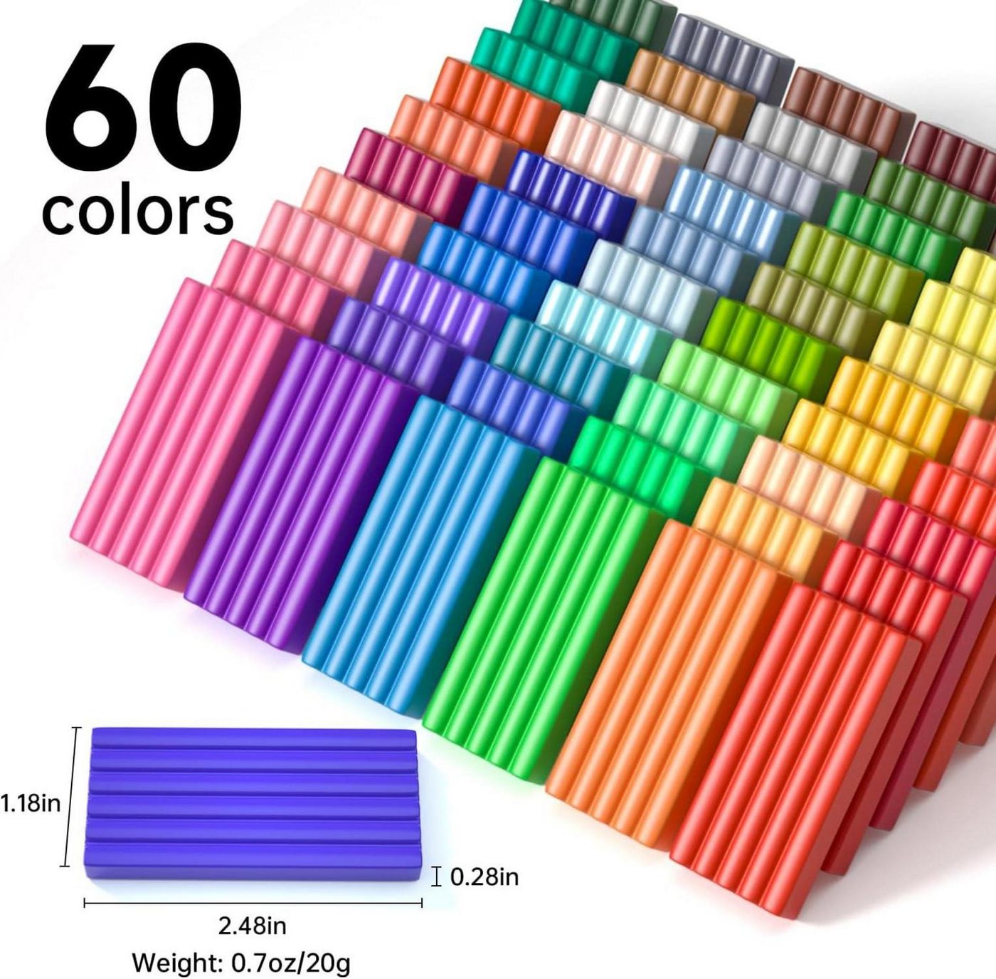 Thumbnail - Shuttle Art Malkreide 60er buntes Polymer Clay Set, 1,65 kg, ofenhärtend, mit 19