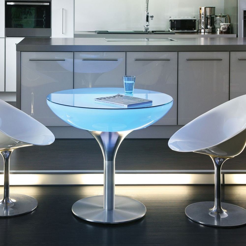 Lounge Moree LED Table Dekolicht Transluzent Weiß, Alu-Gebürstet, 55cm