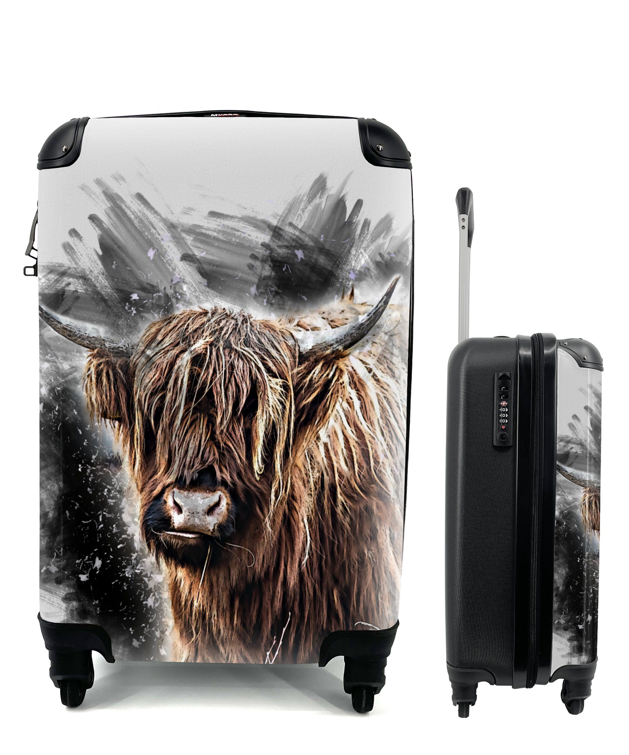 Highlander MuchoWow 4 Trolley, Reisekoffer Schwarz, Farbe Reisetasche Rollen, für Scottish mit Handgepäckkoffer Ferien, - - Handgepäck rollen,