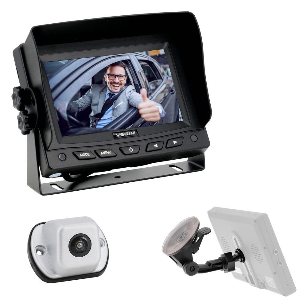 VSG24 5" Rückfahrsystem NAVIGATOR HD für PKW Front Heck inkl. Monitor & 1x Rückfahrkamera (Großer 170° Blickwinkel, geringe Abmessungen, Ideal zum Nachrüsten)
