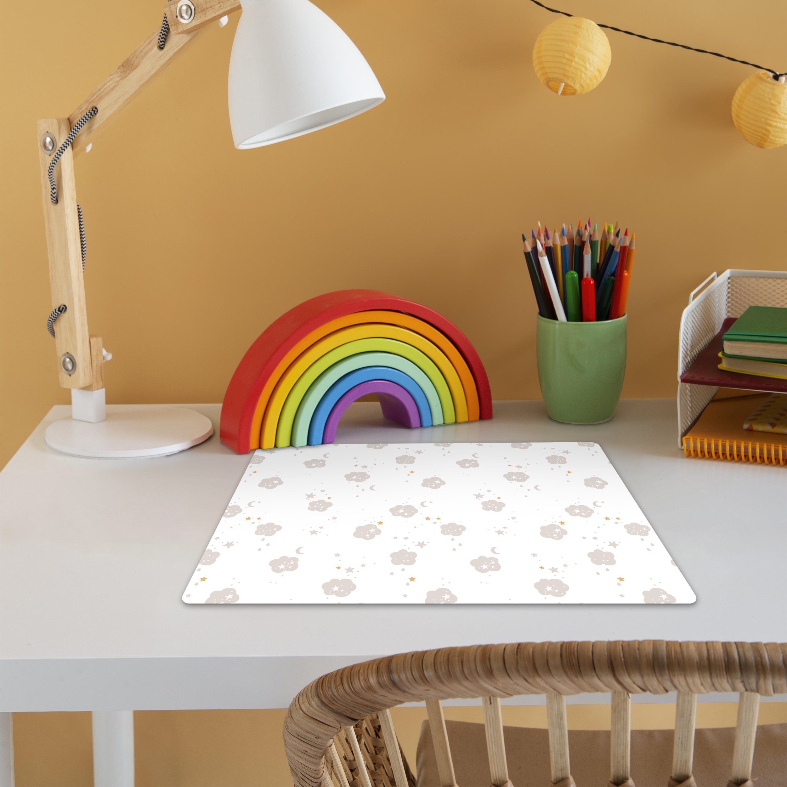 MuchoWow Platzset Sterne - Wolken - Kind - Weiß - Pastell, (1-St), Kinder-Arbeitsunterlage Schreibtisch, Bastelmatte Kind, Zeichenmatte – Bild 3 von 5