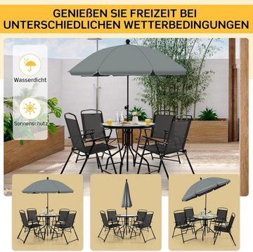 KOMFOTTEU Balkonset Gartenmöbel Set, 4 Gartenstühle mit Tisch aus Glas & Patio-Schirm