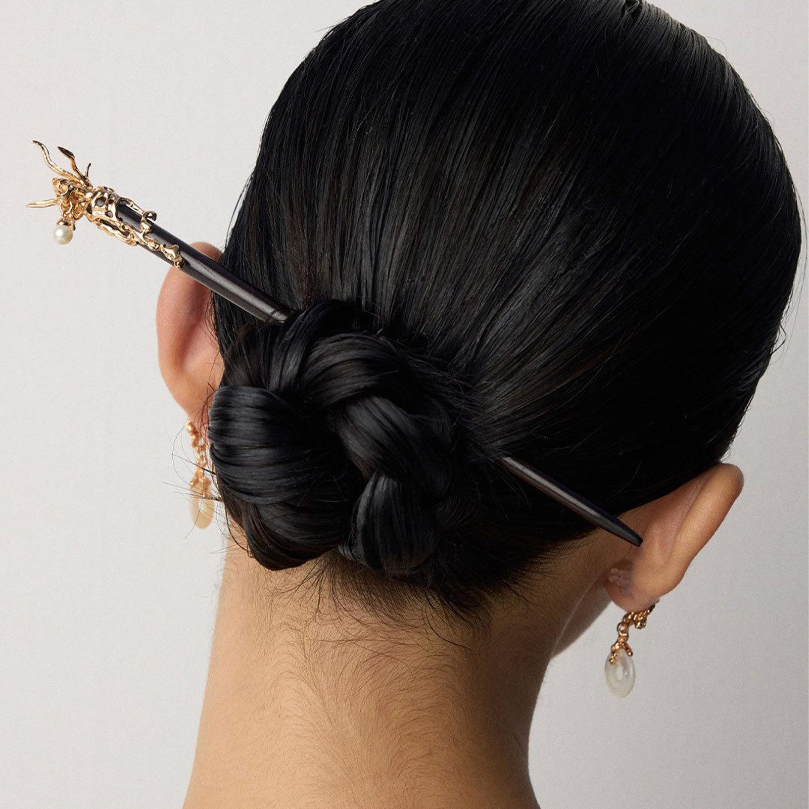 Jumpeak Haarnadel S925 Silber Chinesische Haarnadel,Haarnadel Holz,Perlen,Haarschmuck, haarschmuck für zöpfe,18K Vergoldet,Geschenk für Schwestern,Jahrestag