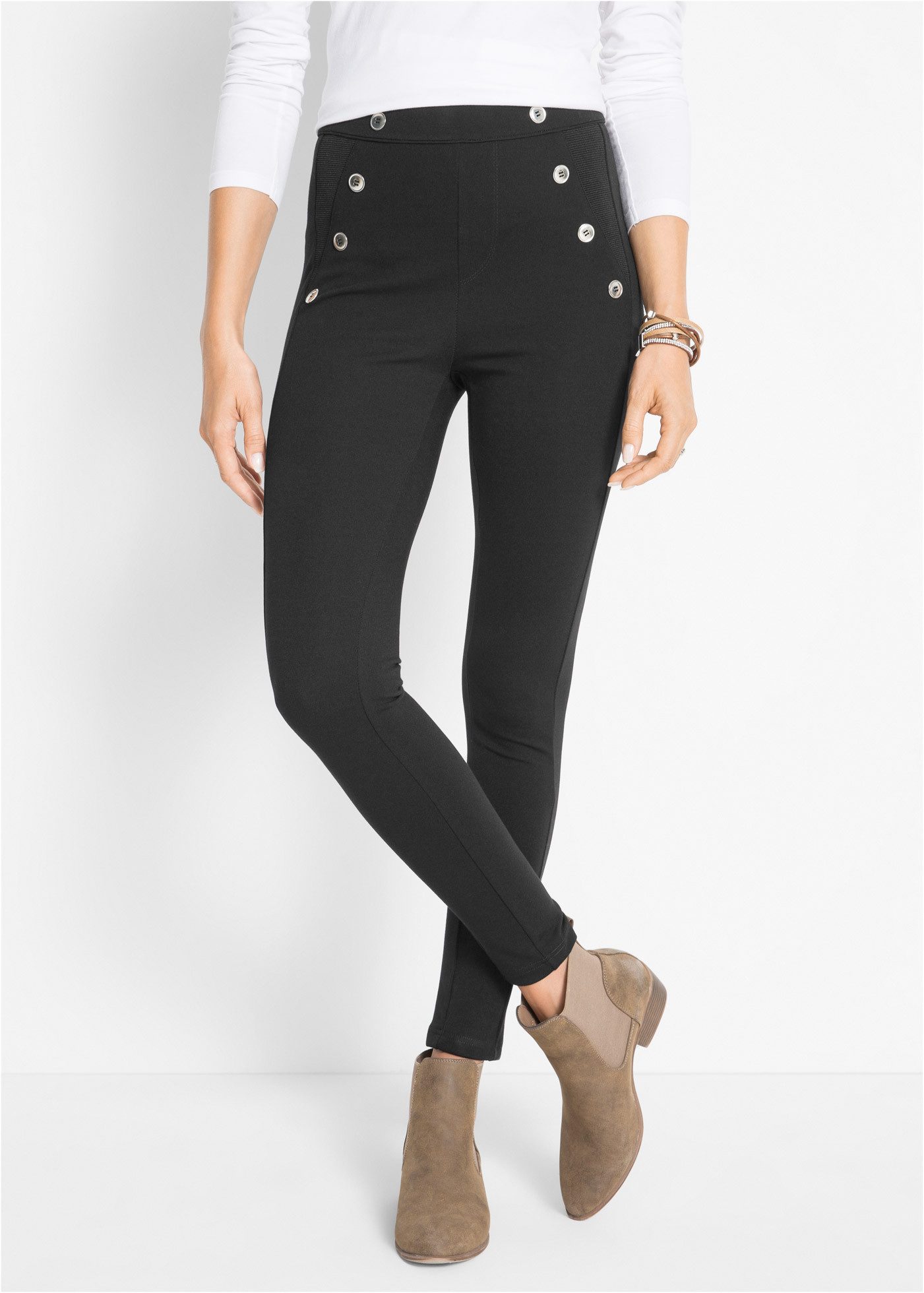 bonprix Leggings aus Punto Di Roma, doppelt gewebter Stoff, Skinny Fit