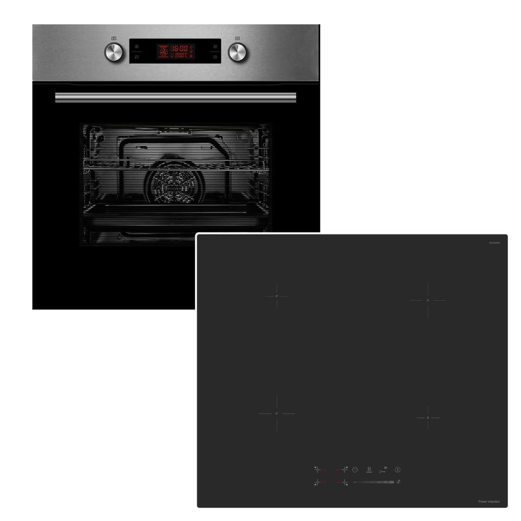 Midea Backofen-Set Backofen Pyrolyse + keenberk Induktionskochfeld Boost TouchSlider Matt, mit 1-fach Teilauszug, Pyrolyse-Selbstreinigung