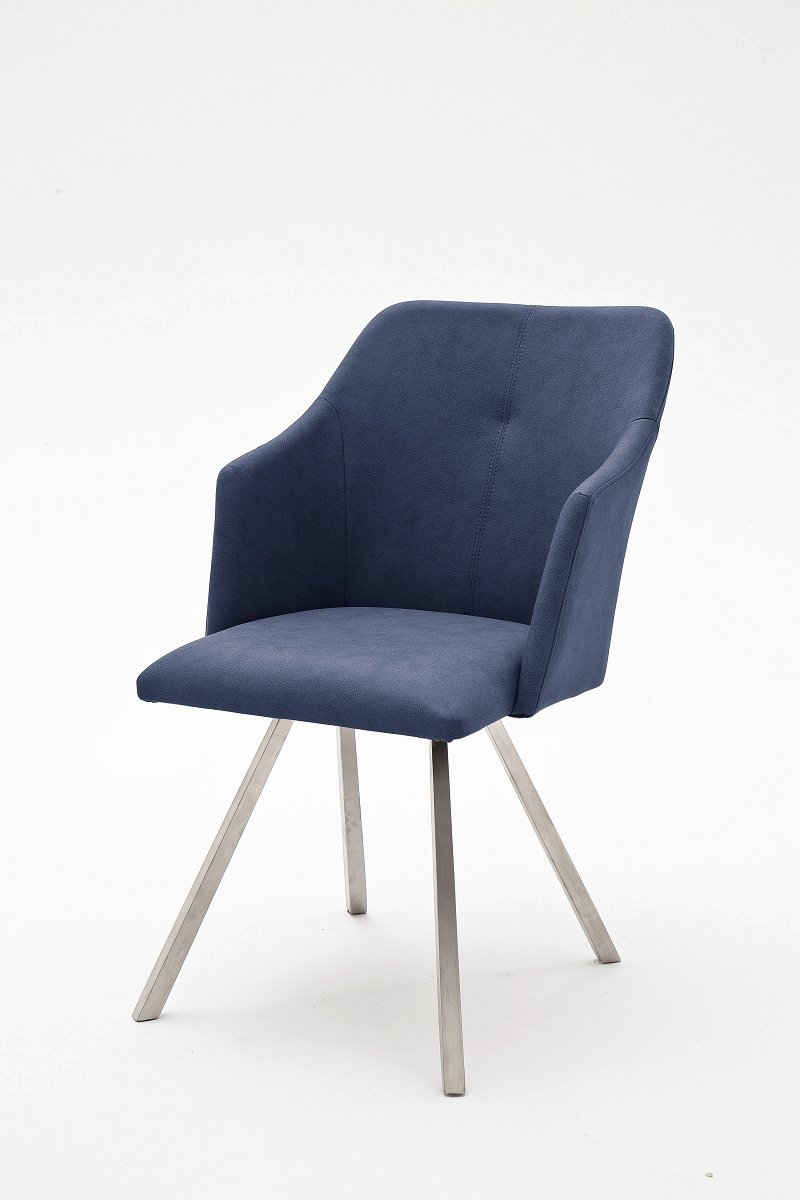 MCA furniture Esszimmerstuhl 2er Set Stuhl Madita 4-Fuß, mit Armlehnen, Kunstleder, nachtblau (2er-Set)