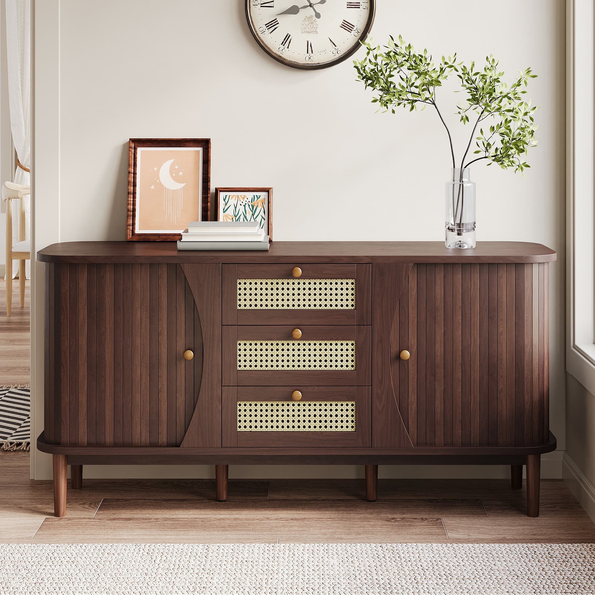 autolock Sideboard Sideboard Rattan kommode Breite 140 cm (Schiebetüren, ve günstig online kaufen