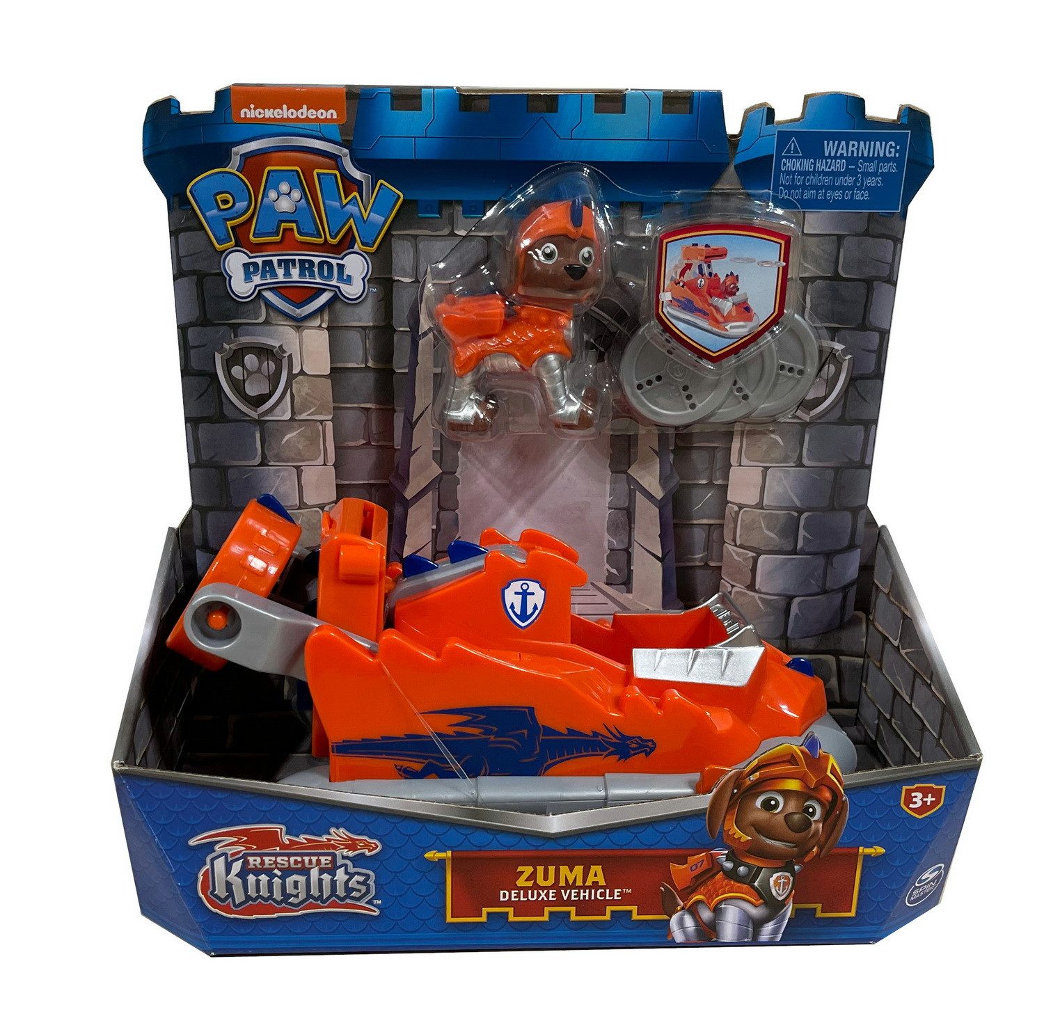 Spielzeug-Auto Paw Patrol - Rescue Knights - Zuma Spielfigur mit Deluxefahrzeug