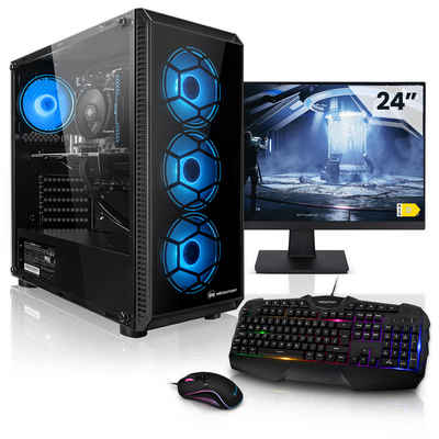 Megaport Gaming-PC-Komplettsystem (24", AMD Ryzen 5 5600 6x3,50 GHz 5600, GeForce RTX 4060 Ti 8GB, 16 GB RAM, 1000 GB SSD, Windows 11, WLAN)