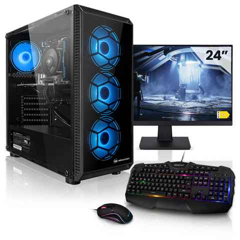 Megaport Gaming-PC-Komplettsystem (24", AMD Ryzen 5 5600 6x3,50 GHz 5600, GeForce GTX 3060, 32 GB RAM, 1000 GB SSD, Windows 11, WLAN)