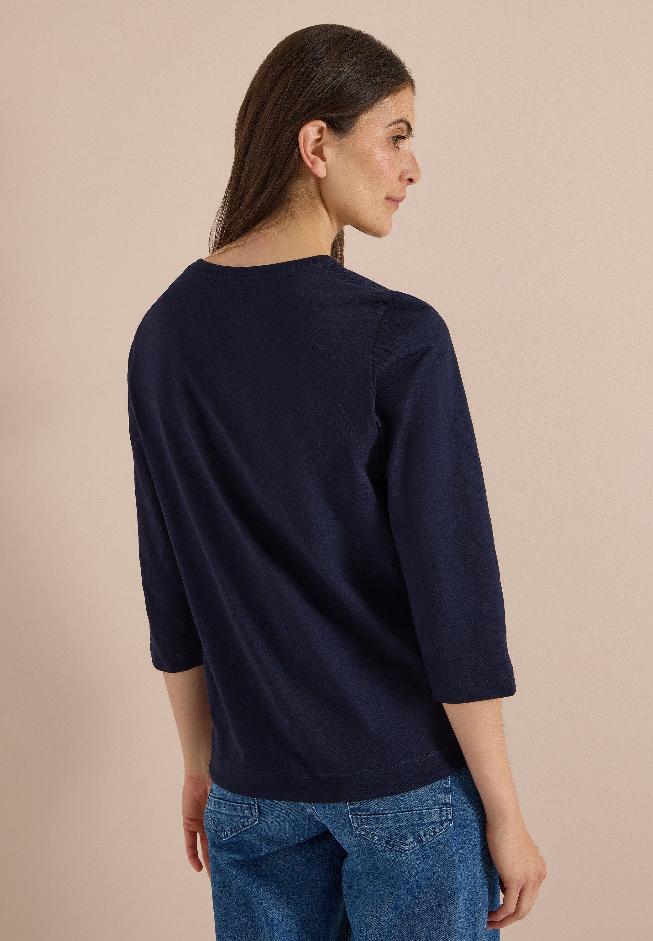 CECIL 3/4-Arm-Shirt Elastiksaum mit Knotendetail