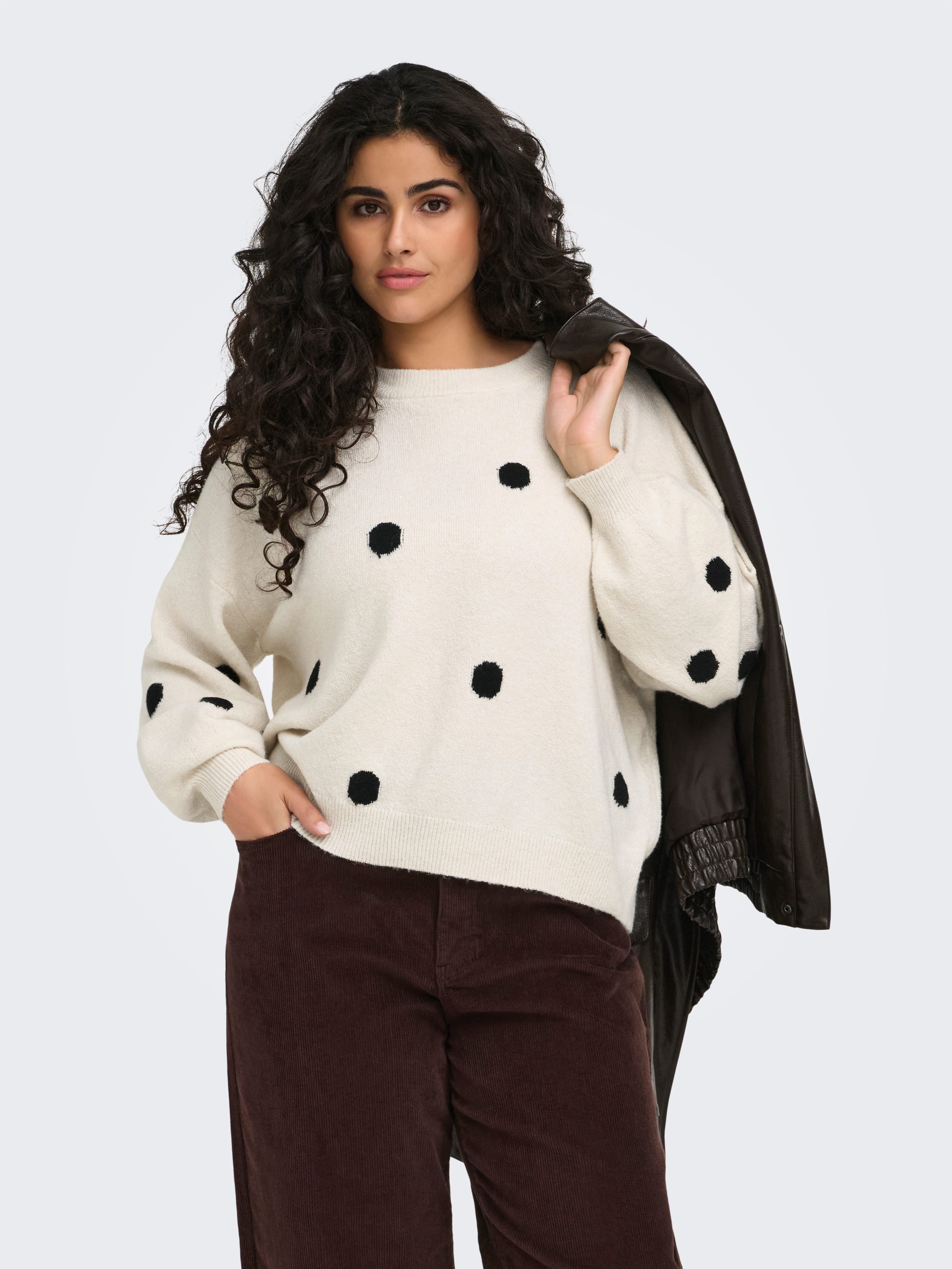 ONLY CARMAKOMA Rundhalspullover CARRICA LS DETAIL O-NECK KNT Materialmix, normal geschnitten
