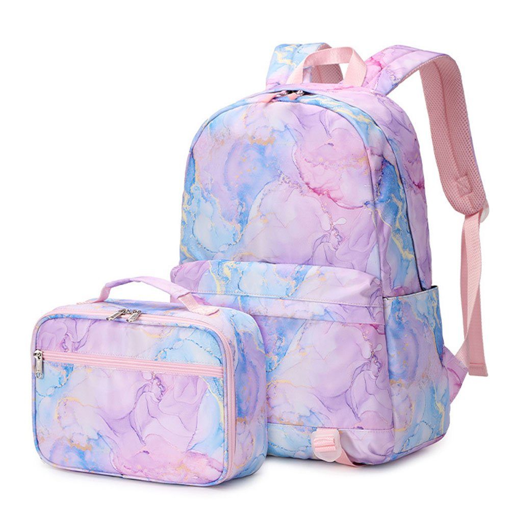 autolock Schulrucksack Casual School Backpack mit Lunch Bag Teen Girls lila | Schulrucksäcke
