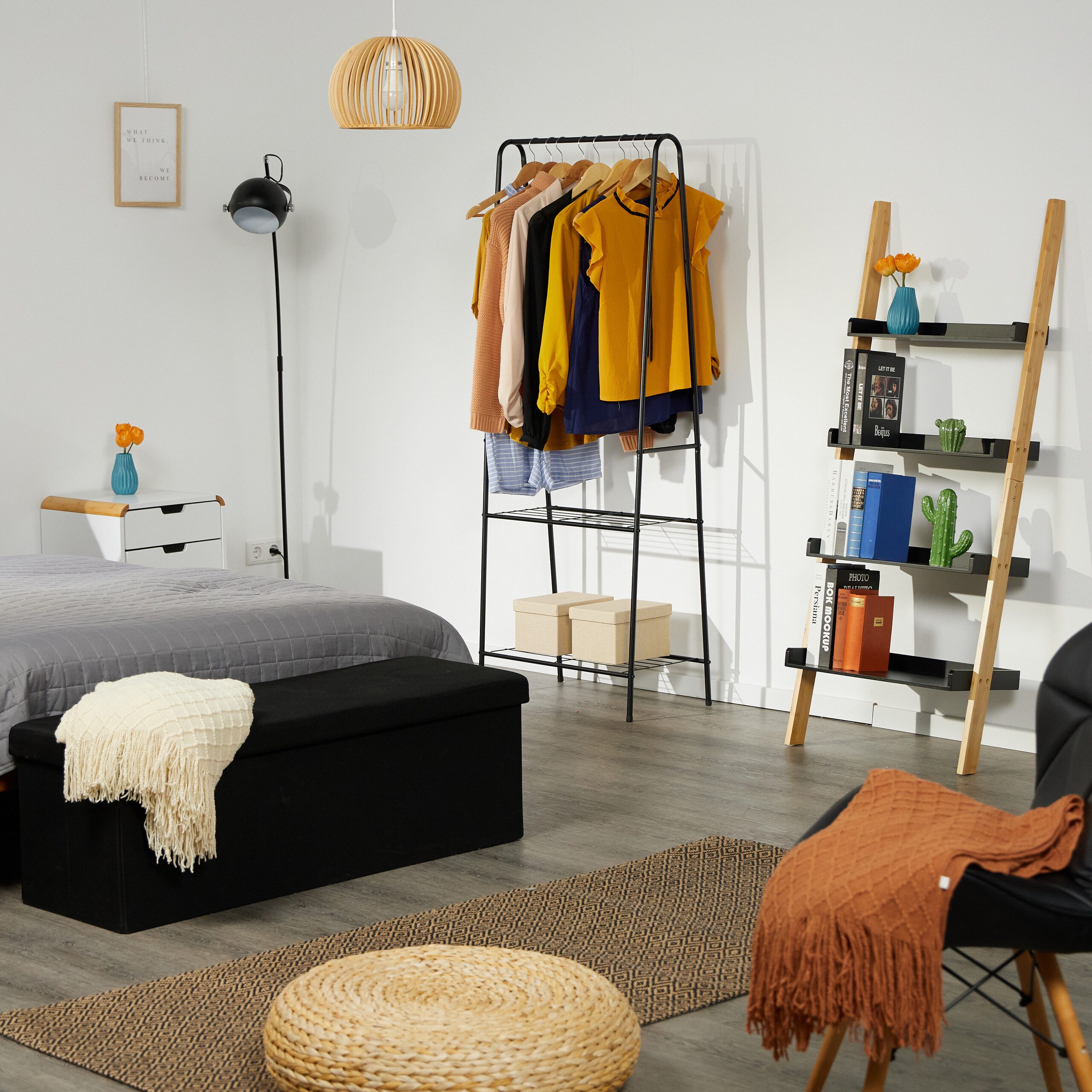 relaxdays Kleiderständer Schwarzer Kleiderständer 2 Ablagen günstig online kaufen