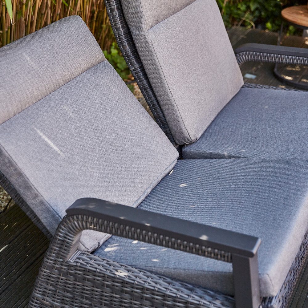 Siena Garden Gartenlounge-Set SOLEA 4-teilig, (4-tlg), stufenlos verstellbar, Alu + Polyrattan grau