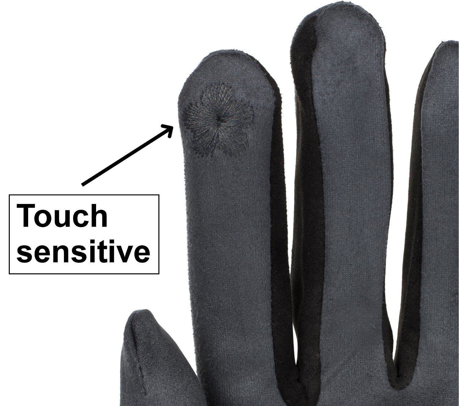 styleBREAKER Fleecehandschuhe Touchscreen Kontrast Handschuhe Dunkelgrau