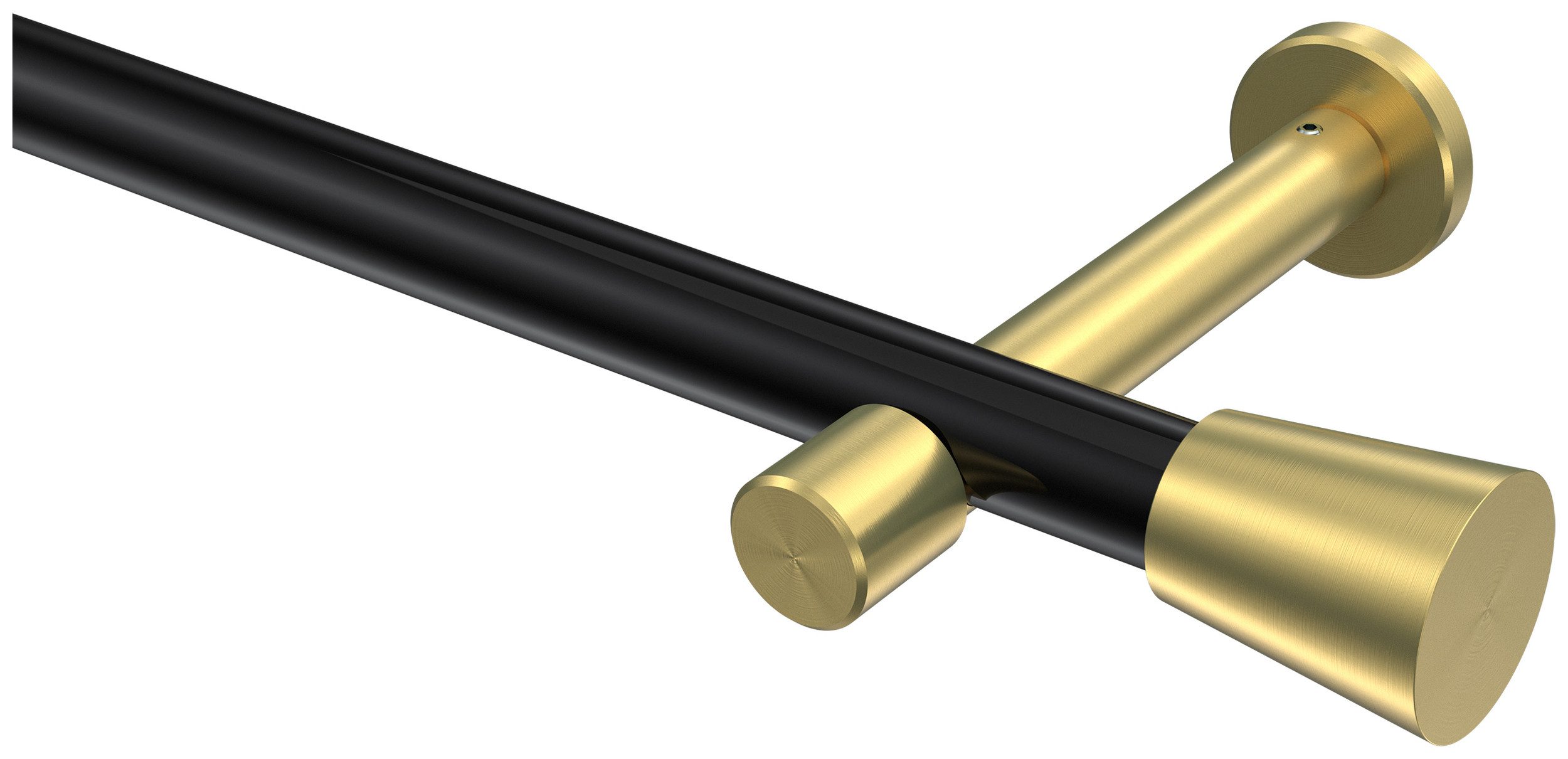 INTERDECO Gardinenstange Prestige Sitra, Ø 20 mm, 1-läufig, Fixmaß, kürzbar, Wandmontage, Deckenmontage, Metall, Schwarz / Messing-Optik / Bicolor
