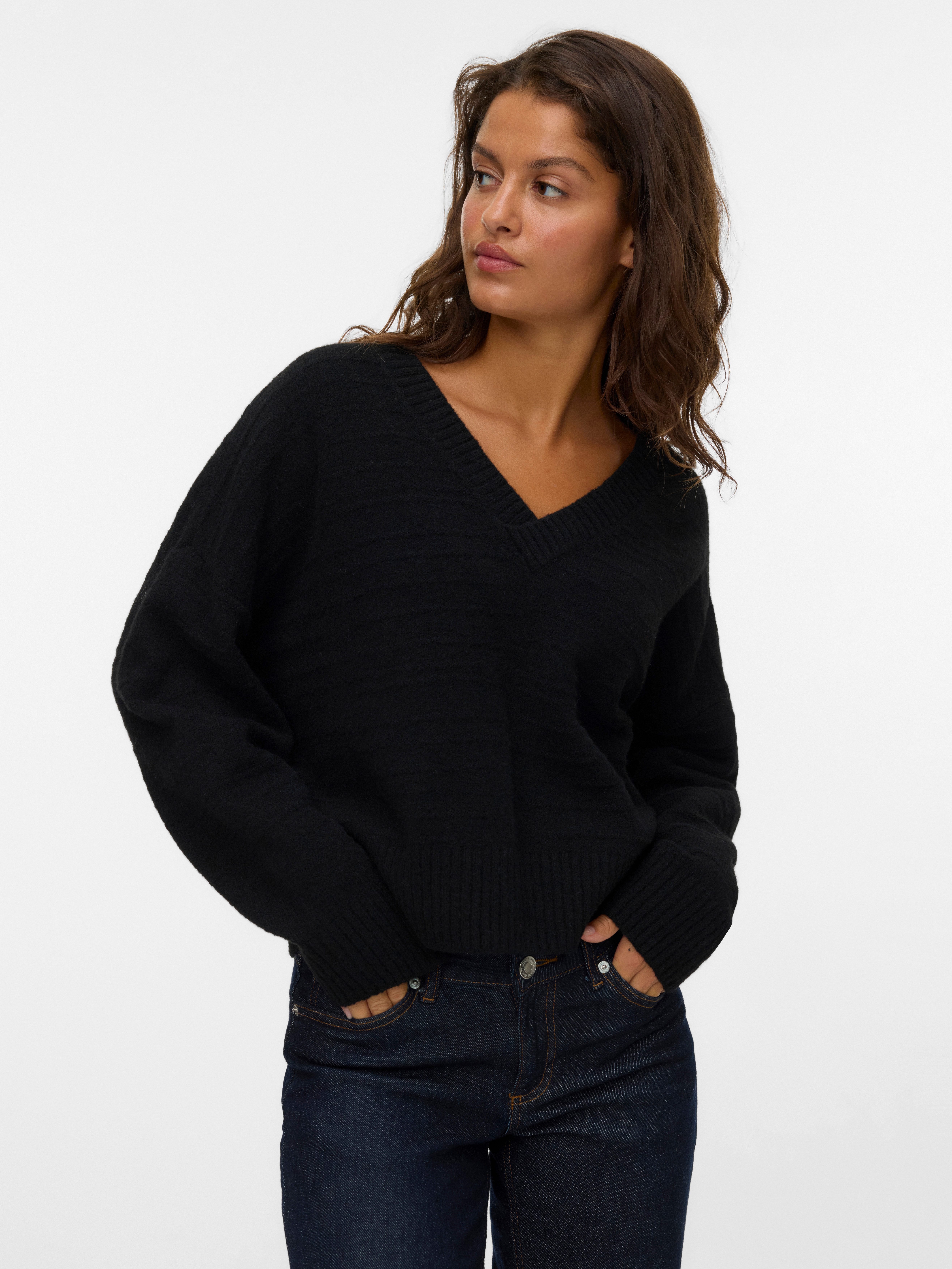 Vero Moda Strickpullover VMBOOM STRUCTURE LS V-NECK PULLOVER BOO günstig online kaufen