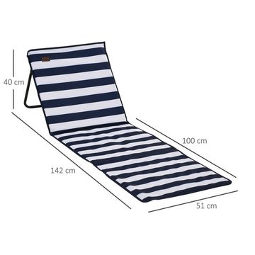 Outsunny Gartenliege Verstellbare Sonnenliege, Faltbare Strandliege, 2 St., 2er-Set Strandmatte, mit Reißverschlusstasche