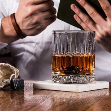 Hediyesepeti Cocktail-Set Großes Glas und 12 Marmor Whisky Steine Exklusives Whisky Geschenkset, (12-tlg)