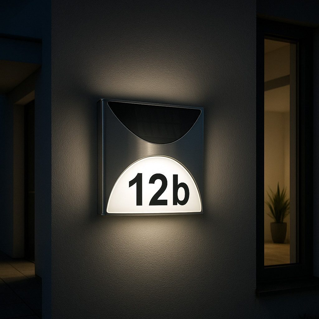 MeLiTec LED Außen-Wandleuchte Solar Hausnummer SH04, günstig online kaufen