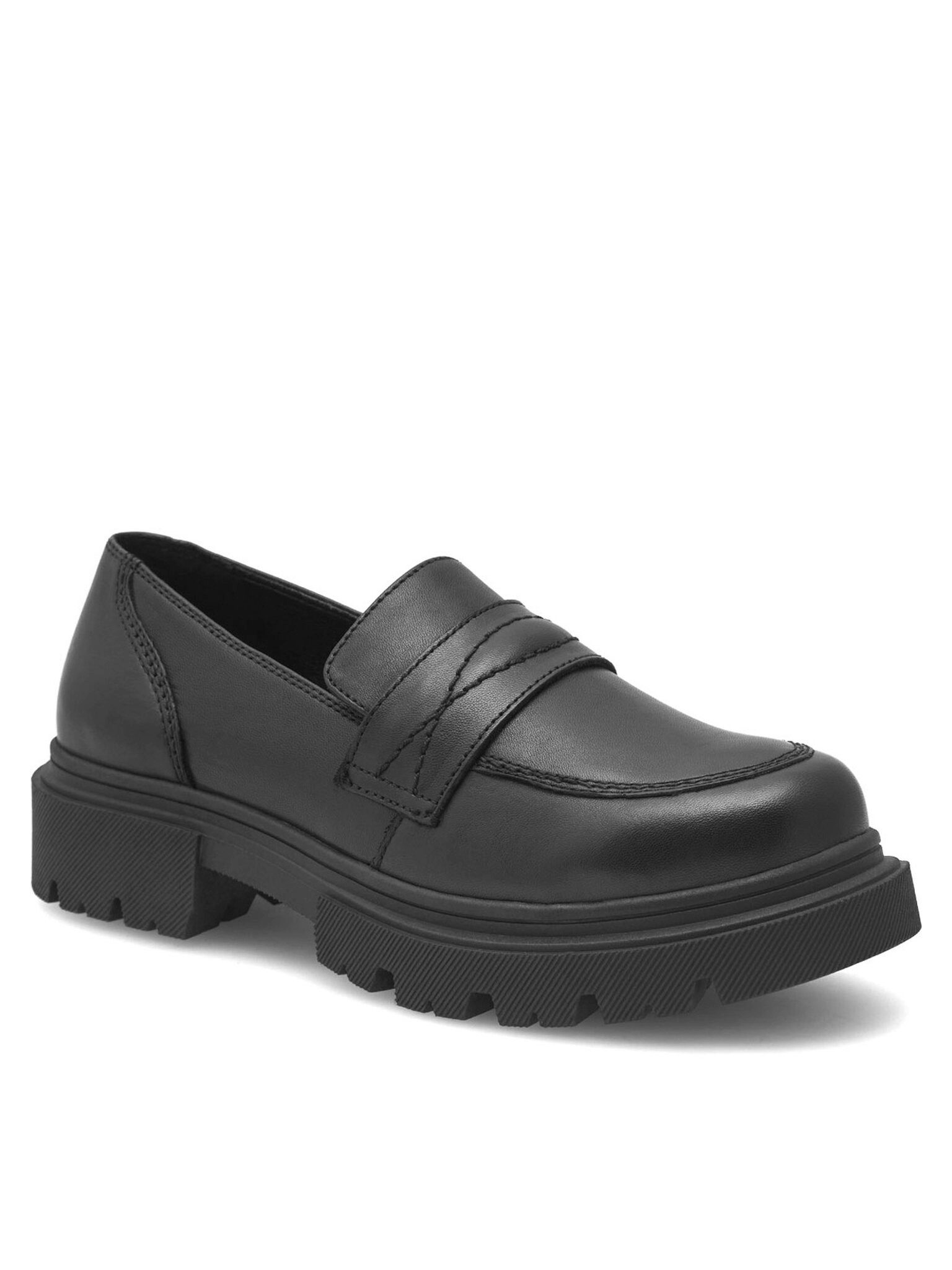LASOCKI Lasocki Damen Slipper Schwarz Leder Plateau Loafer Komfort Slipper günstig online kaufen