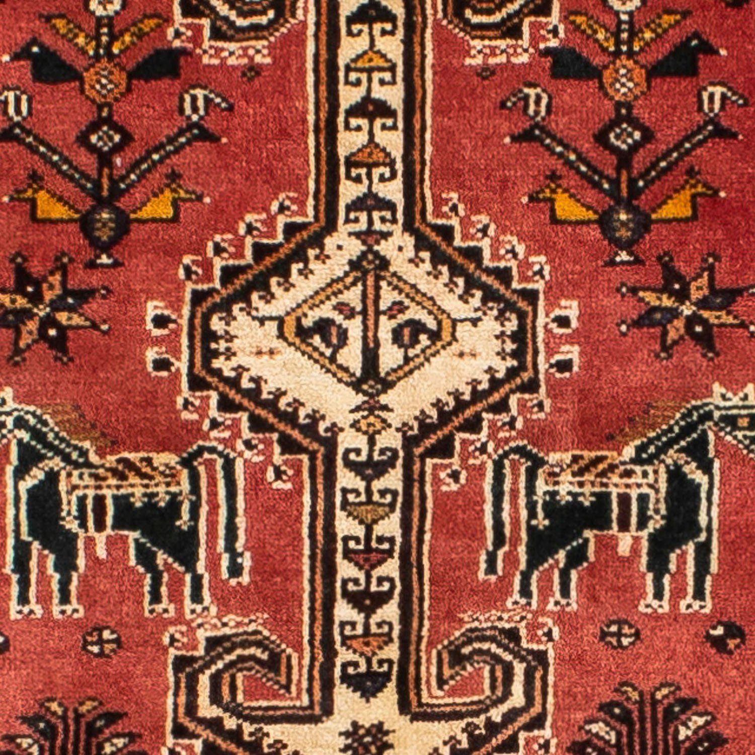 400 10 Medaillon rechteckig, Rosso x 100 Shiraz cm, Zertifikat Höhe: chiaro mm, morgenland, mit Hochflor-Läufer Unikat