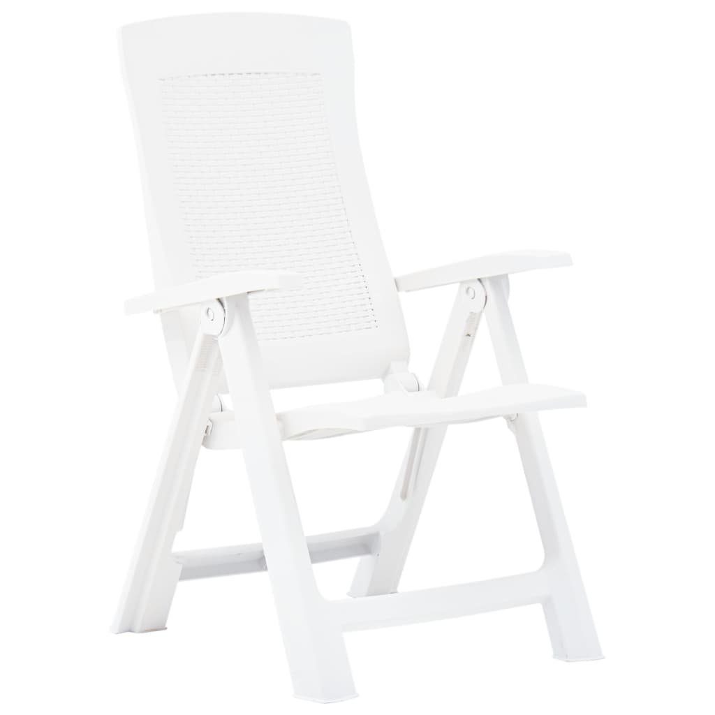 furnicato Gartenstuhl Weiß 2 Kunststoff Verstellbare Gartenstühle Stk